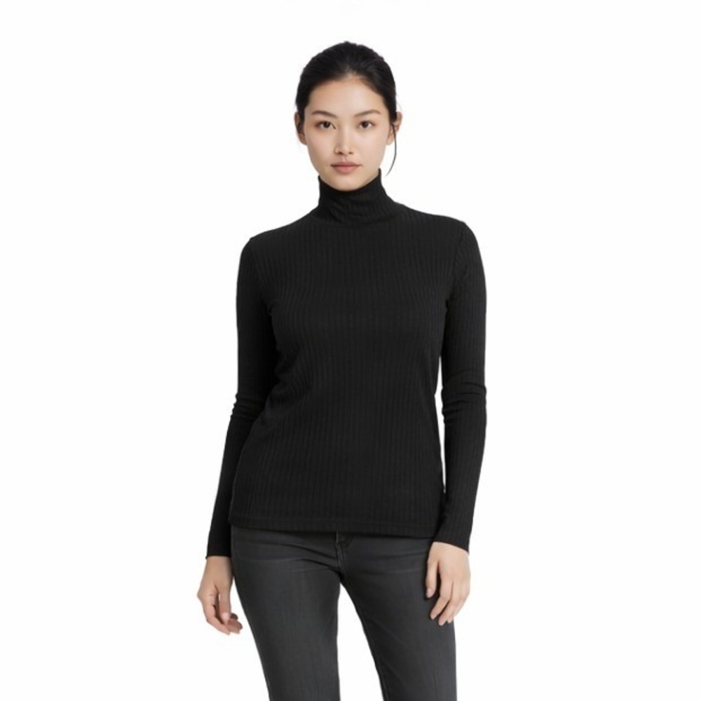 Black‎ Long Sleeve Ribbed Turtleneck by ADC size XS (slightly see through)